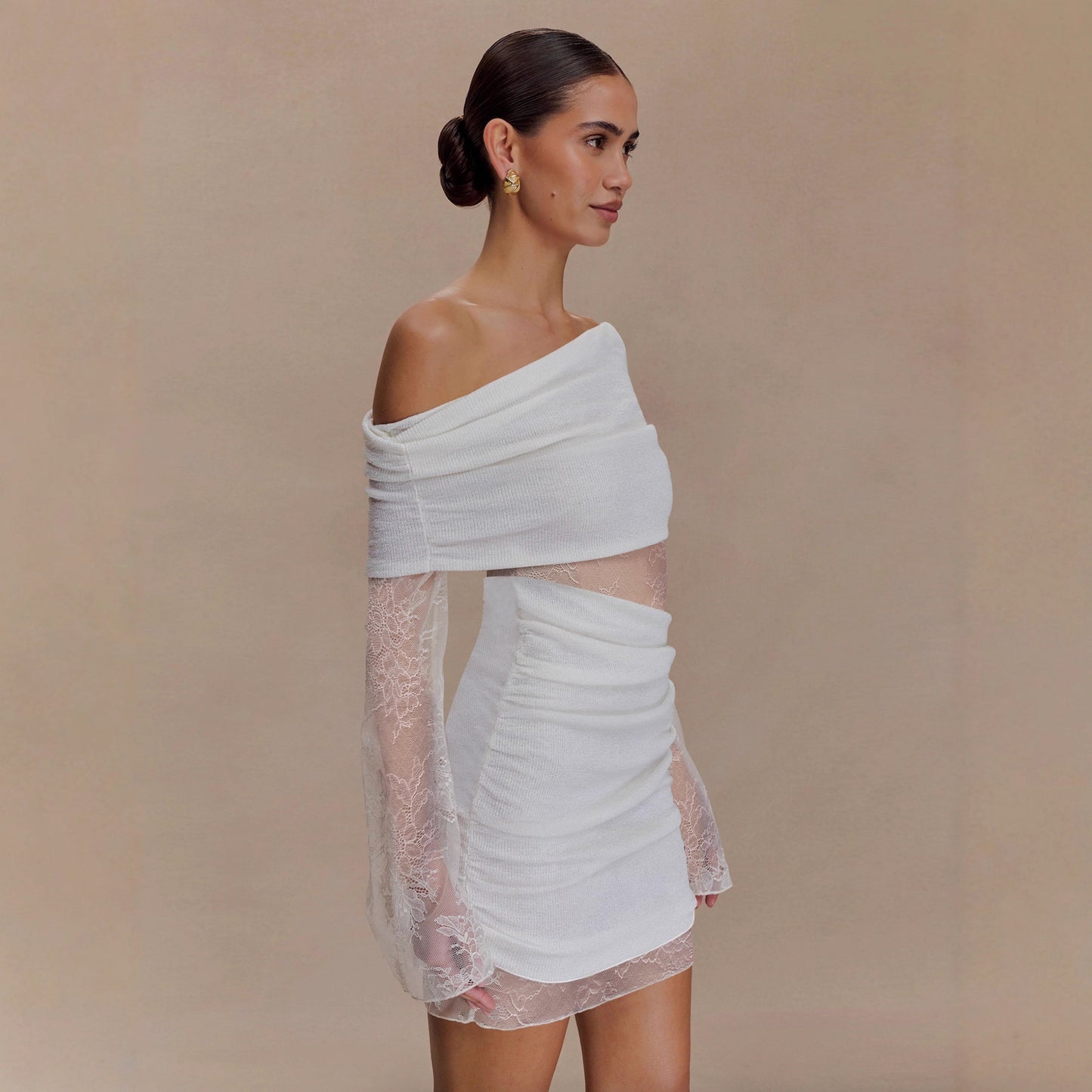Slanted Shoulder Perspective Dress