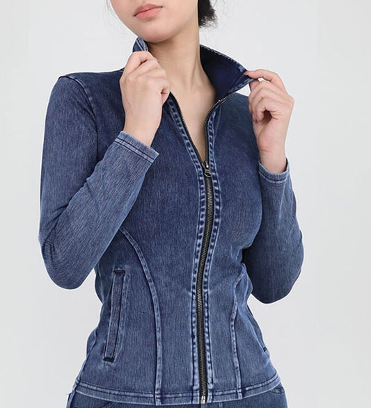 Slim Fit Turtleneck Zipper Jacket