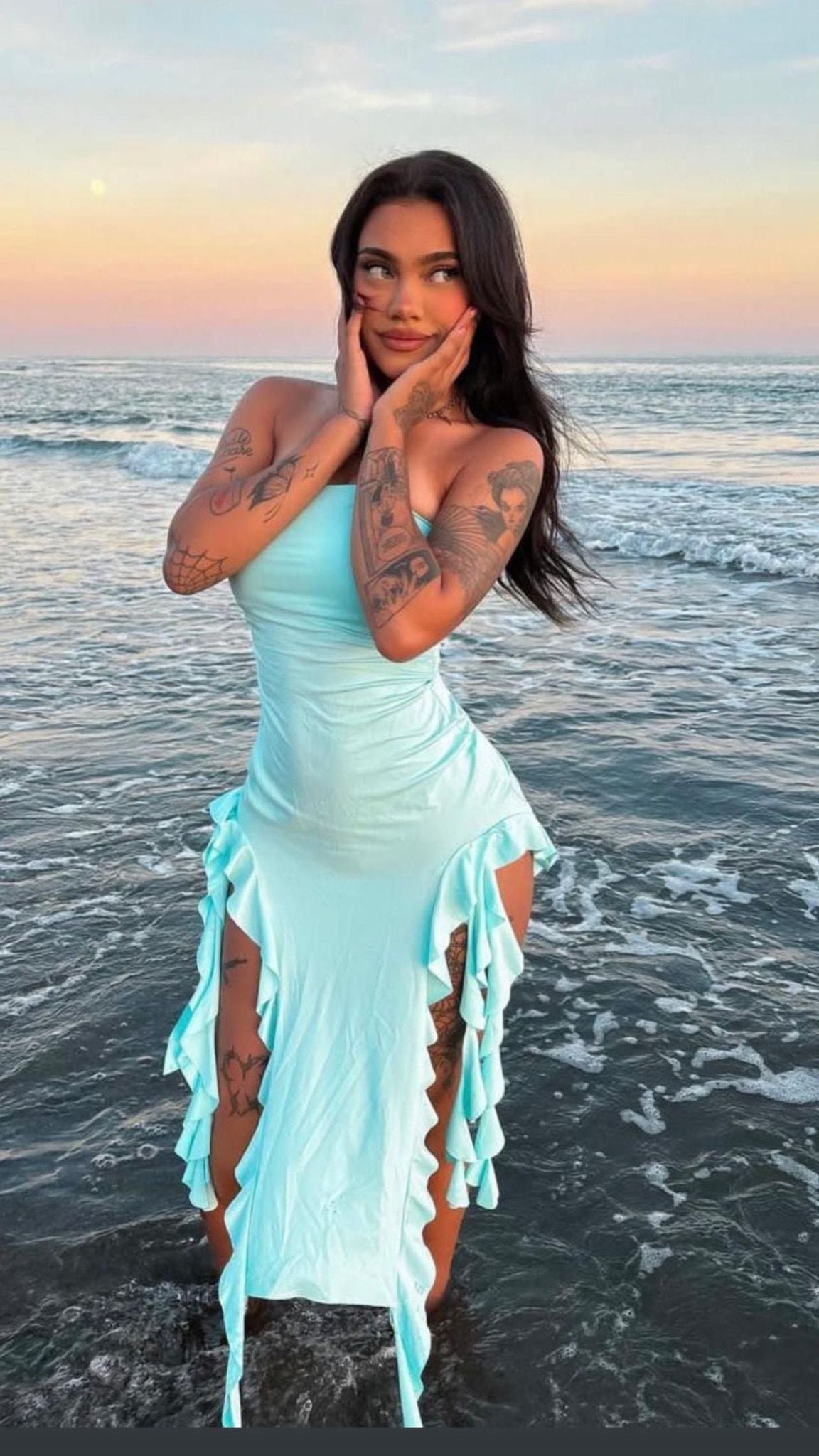 Rufina open back ruffles dress