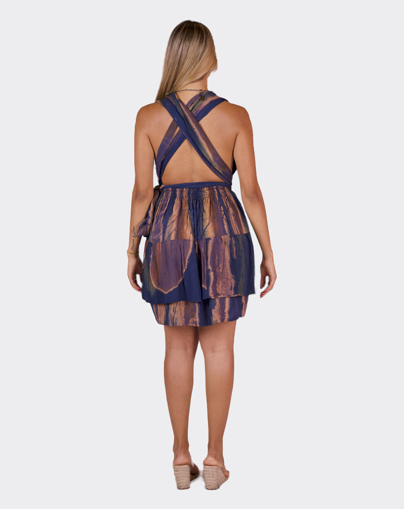 Blue & Brown Laguna Boho Dress