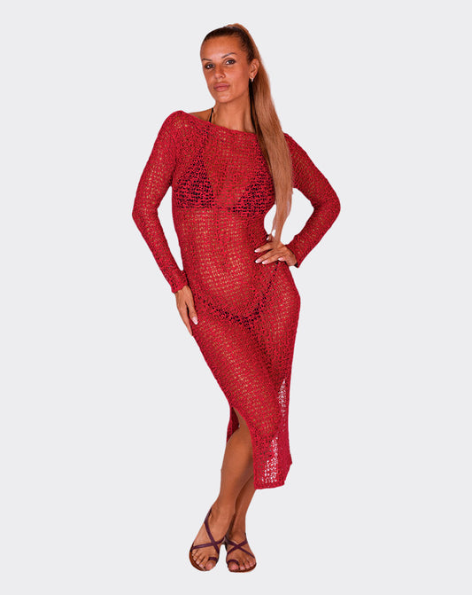 Red Sienna Slit Cover Up