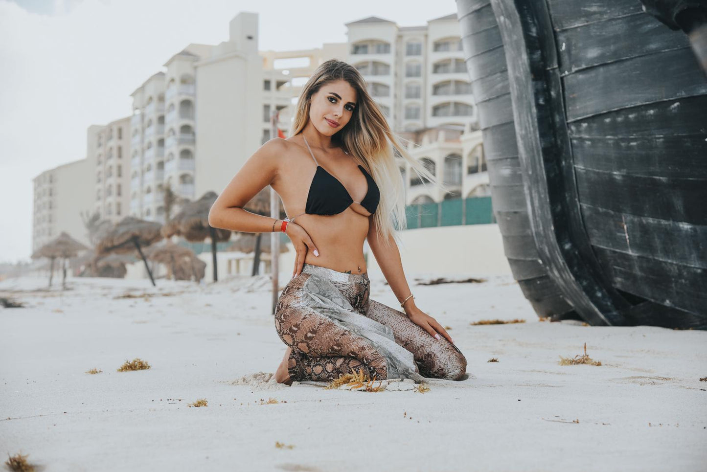 July Print Mesh Ruffle Coverup Pants