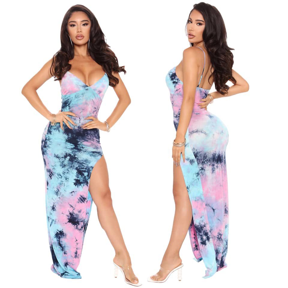 Kim Tie-dye Open Leg Maxi Dress