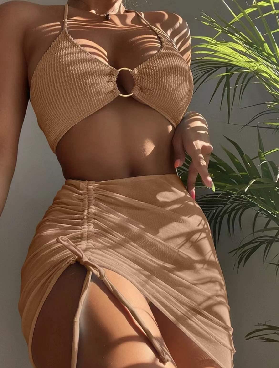 Shakira Mesh Skirt Swimsuit Style
