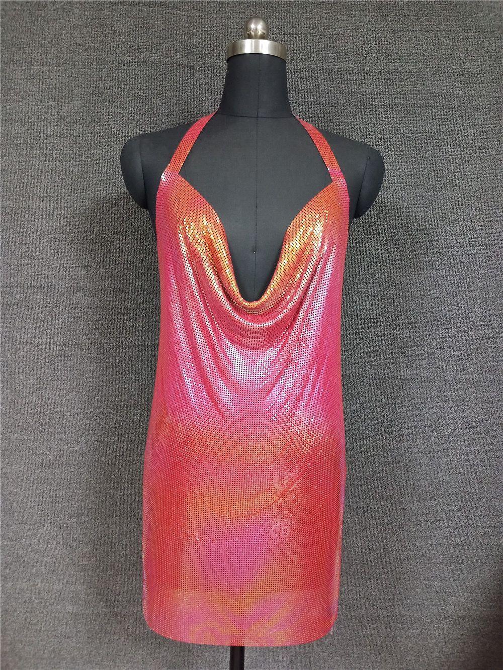 Oriana Halter Metallic Dress