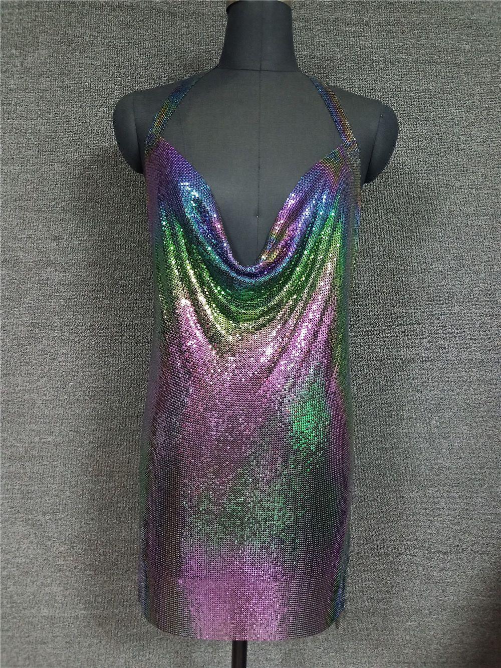 Oriana Halter Metallic Dress