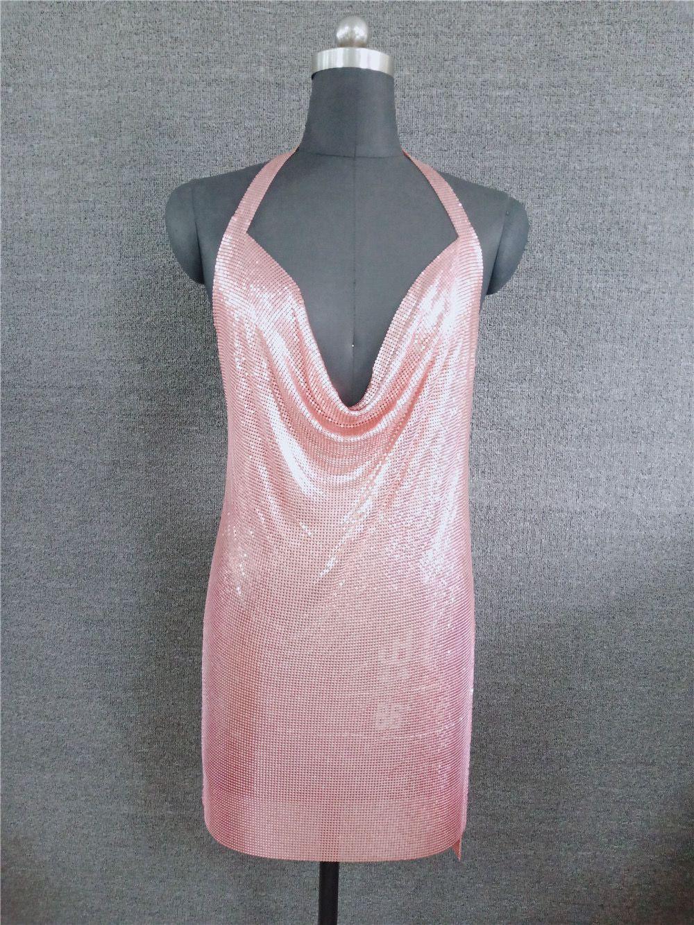 Oriana Halter Metallic Dress