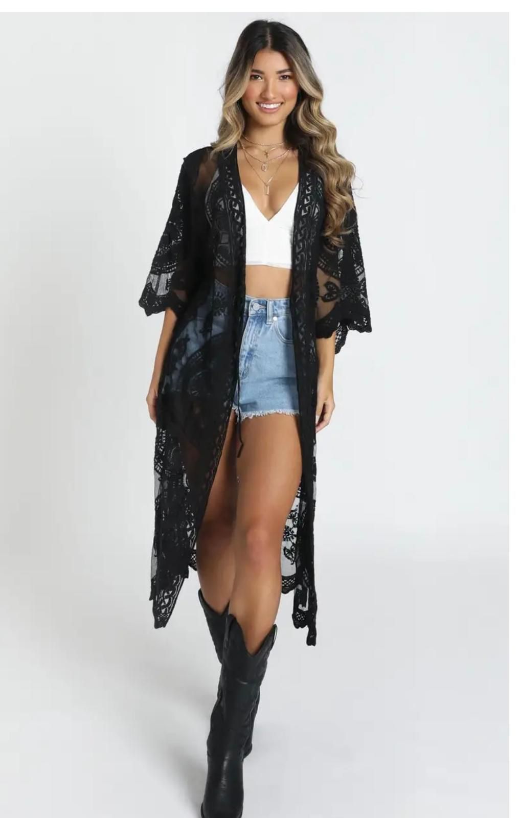 Leila Lace Long Kaftan