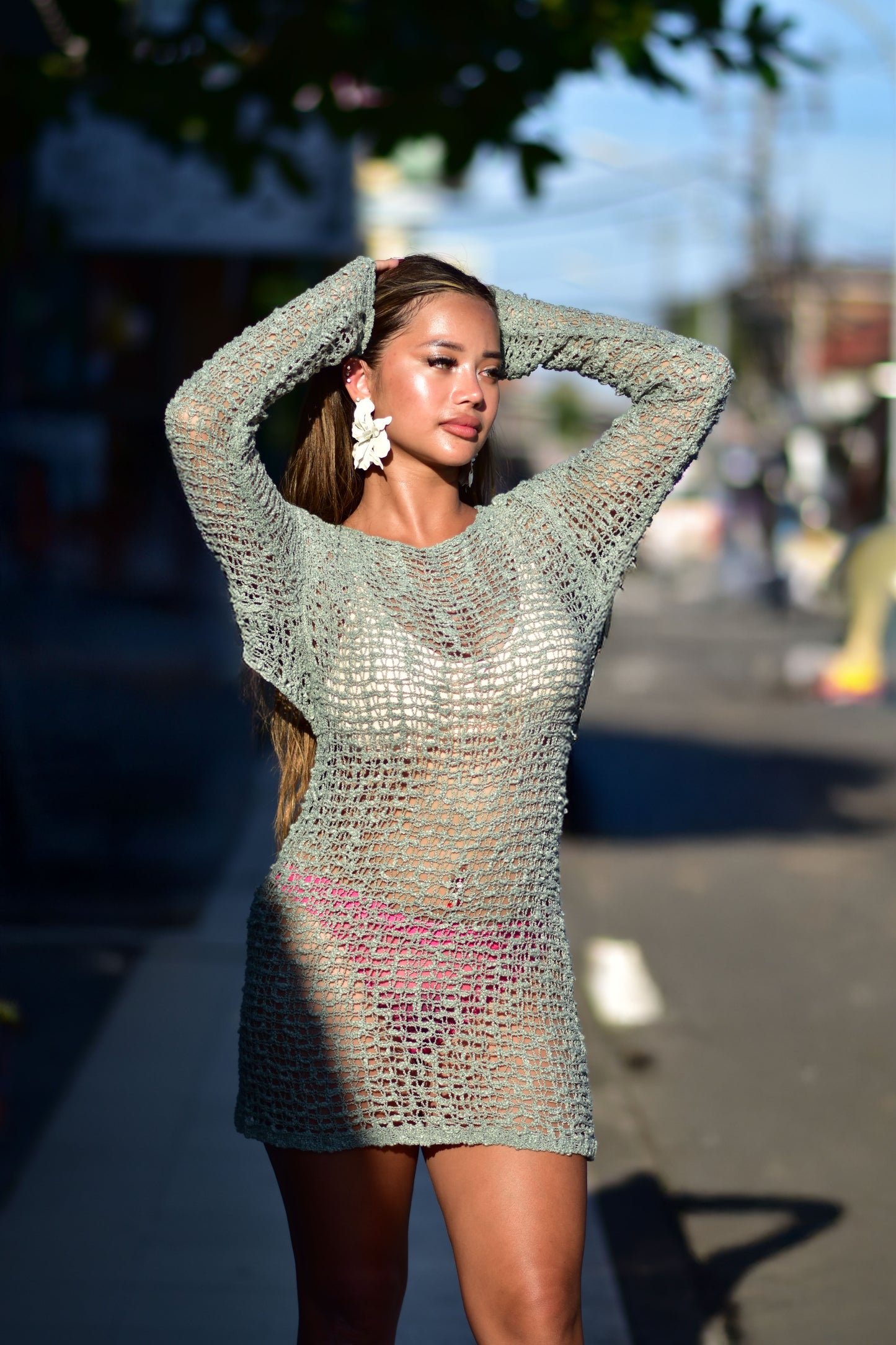 Army Green Chelsea With Open Back Sexy Dress