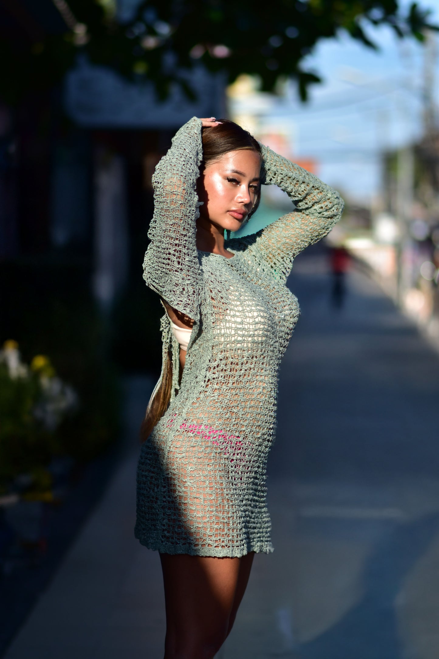 Army Green Chelsea With Open Back Sexy Dress