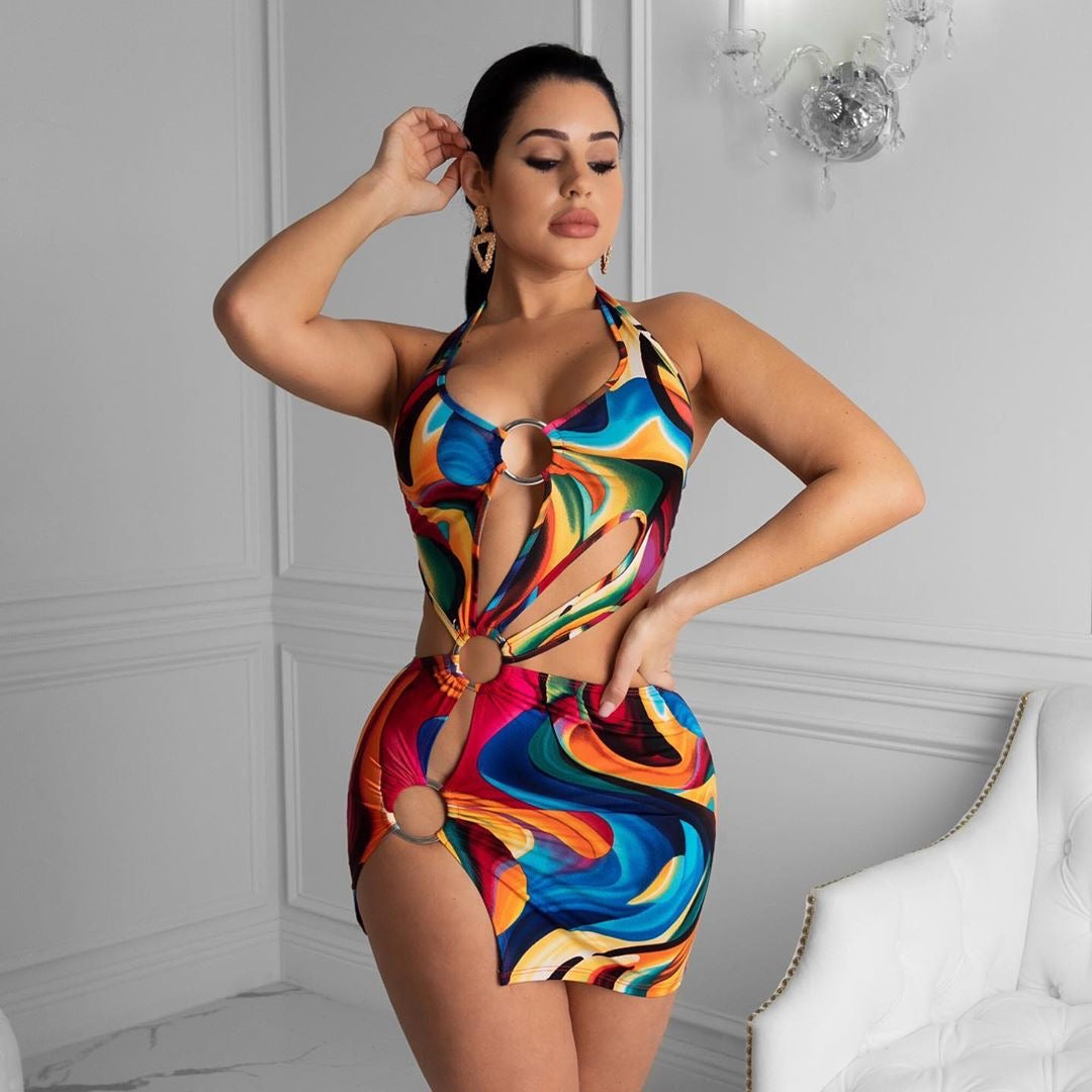 Andrea Ring Print Short Dress