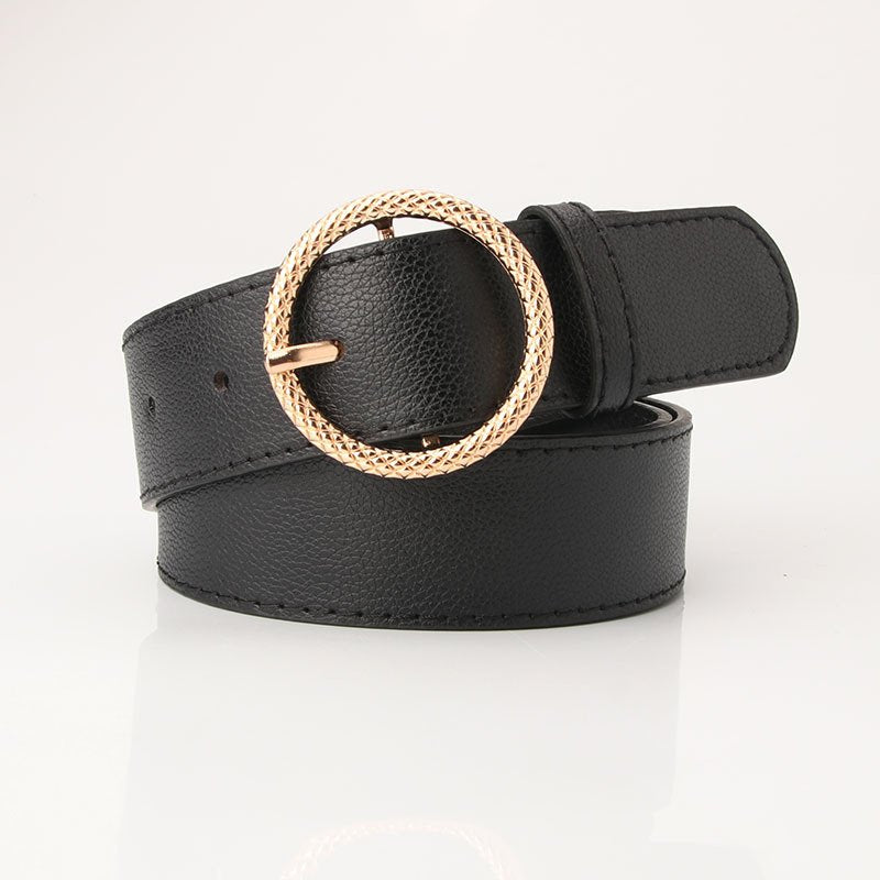 Alloy Embossed Round Button Fashion Girl Belt Dress Decorative Belt