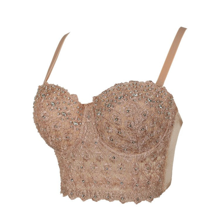 Sparkly Diamond Embroidery Wrapped Chest and Waist Bra