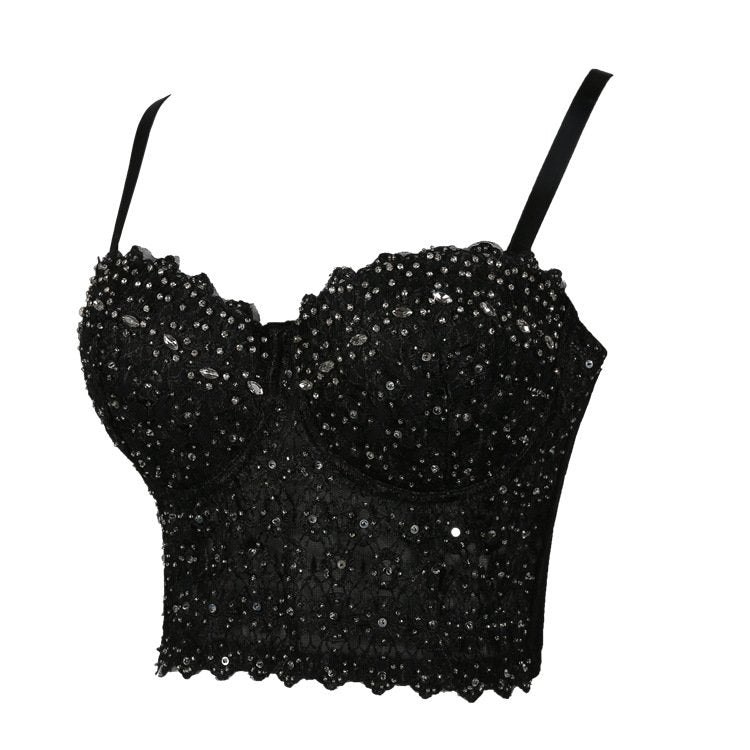 Sparkly Diamond Embroidery Wrapped Chest and Waist Bra