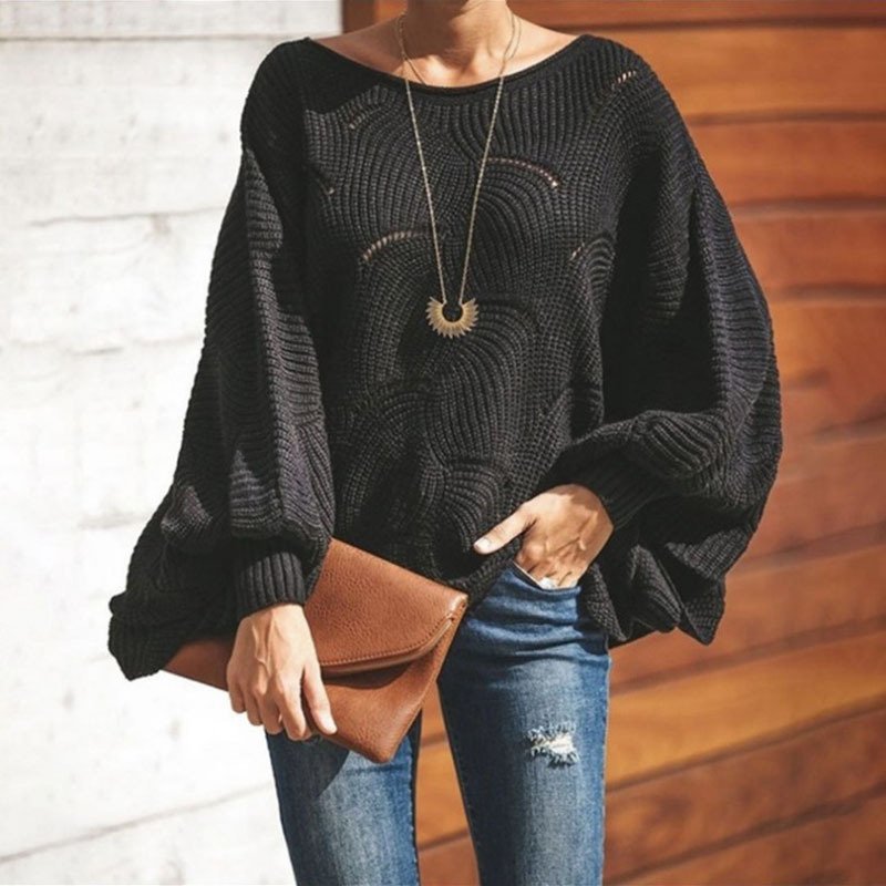 Loose Oversize Sweater With Flower