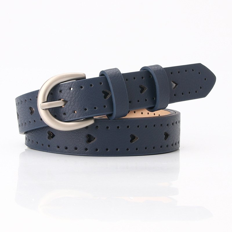 Tie-in hollow belt women's fine decorative simple fashion needle buckle belt