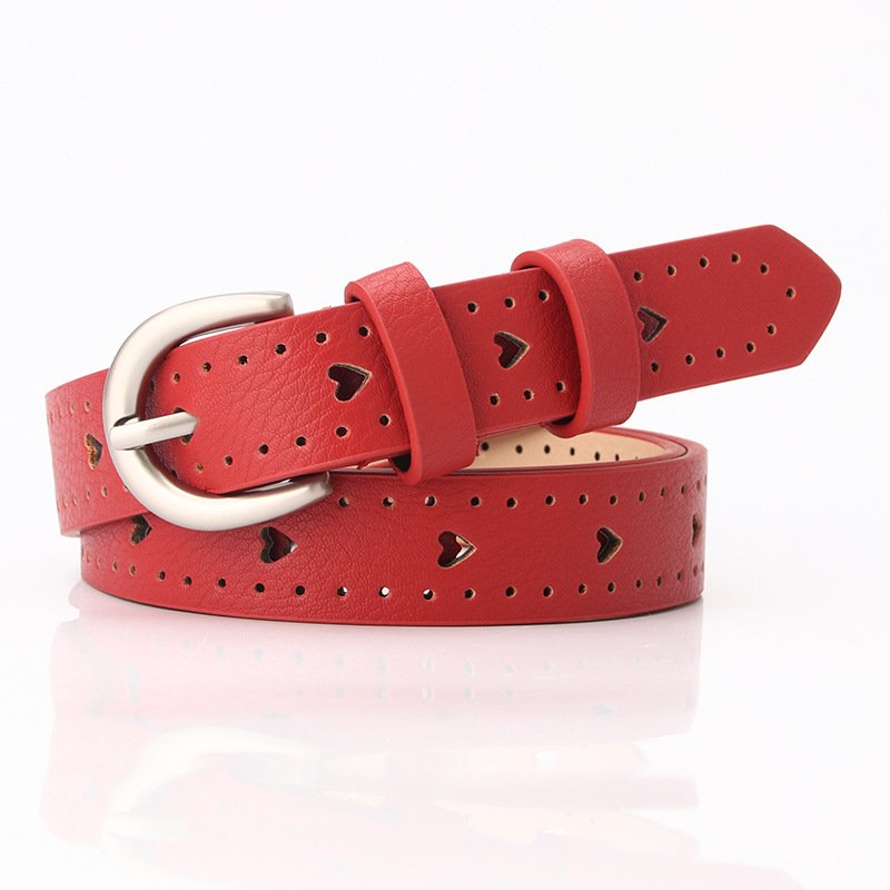 Tie-in hollow belt women's fine decorative simple fashion needle buckle belt