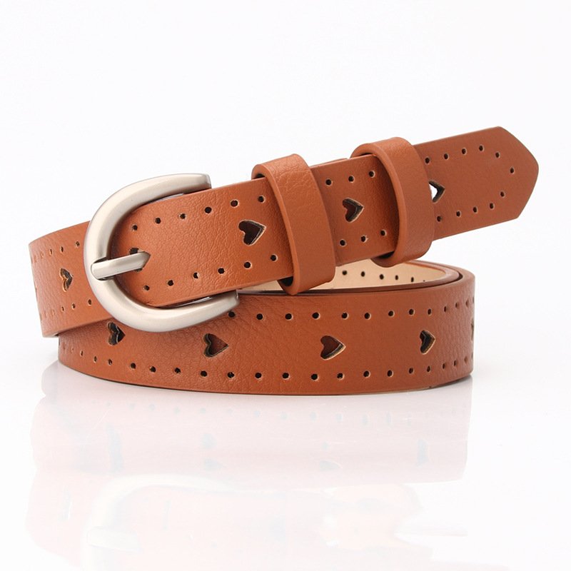 Tie-in hollow belt women's fine decorative simple fashion needle buckle belt