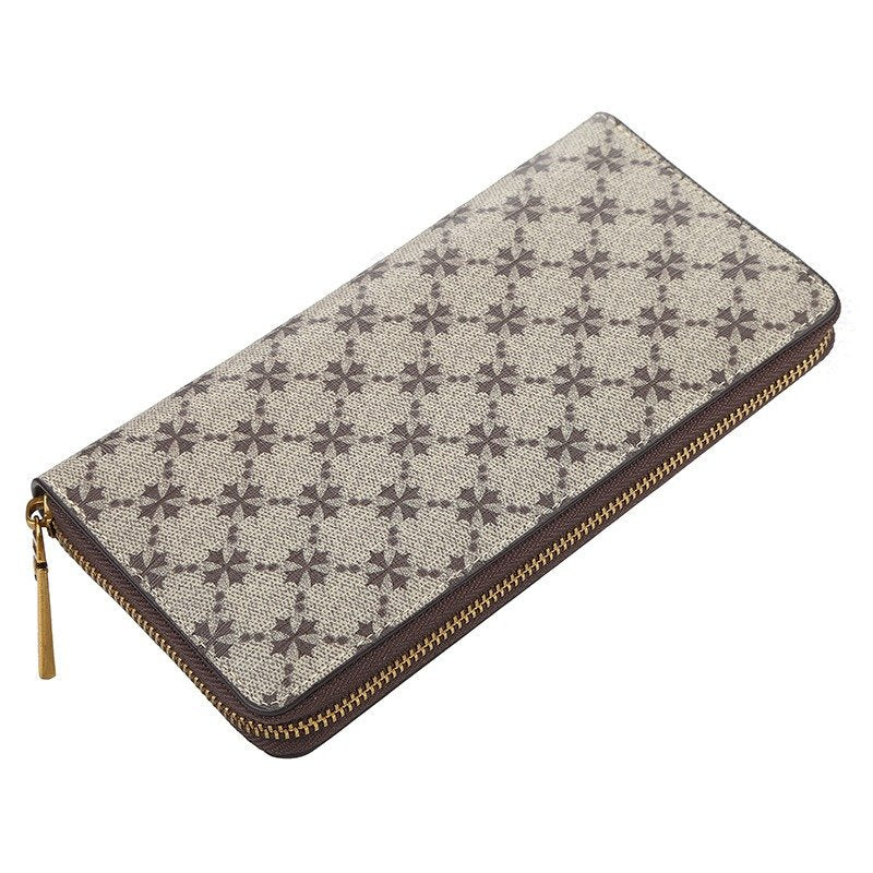 Antique Print Long Style Zipper Clutch Wallet