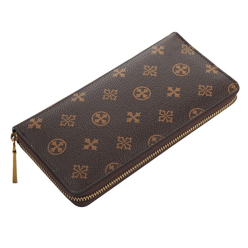 Antique Print Long Style Zipper Clutch Wallet