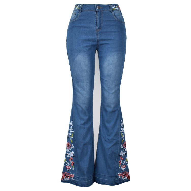 Flared and Embroidered Jeans