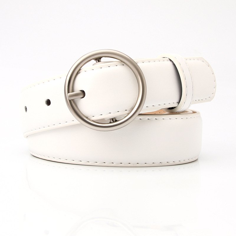 Leather Belt With Round Buckle