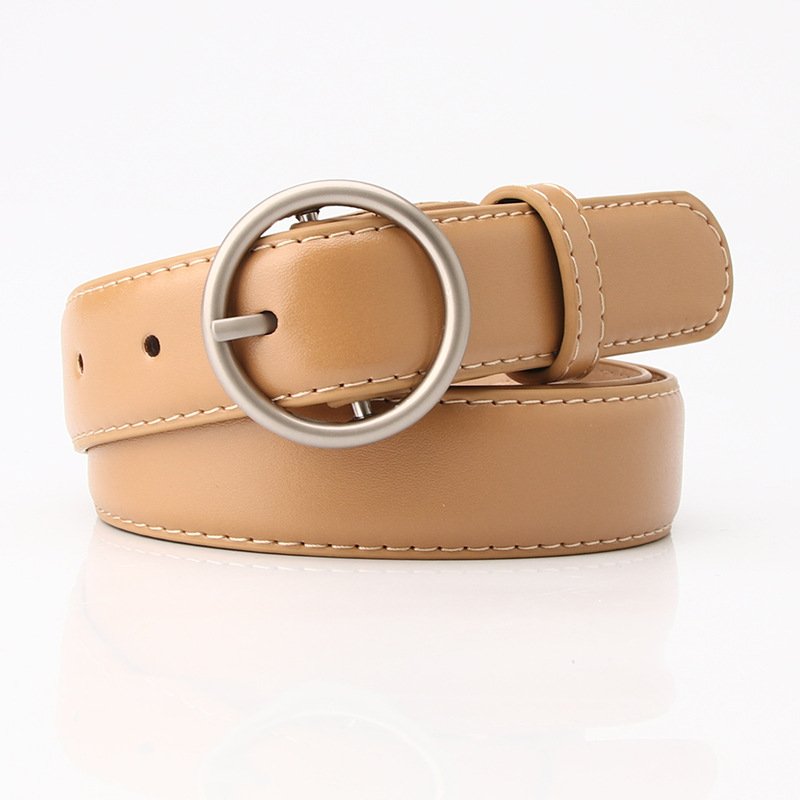 Leather Belt With Round Buckle