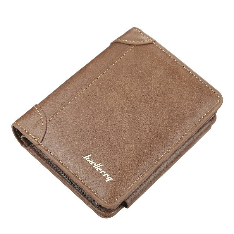 Short Men's Wallet with Zipper