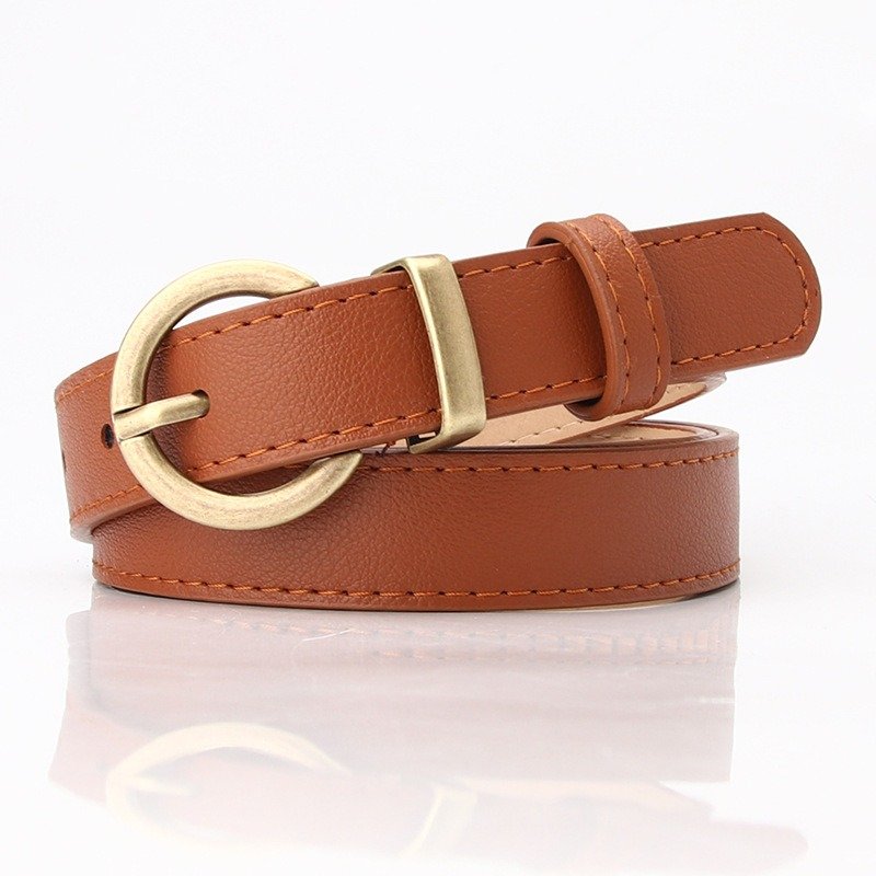 Belt With Golden Buckle Various Colors Cream Color