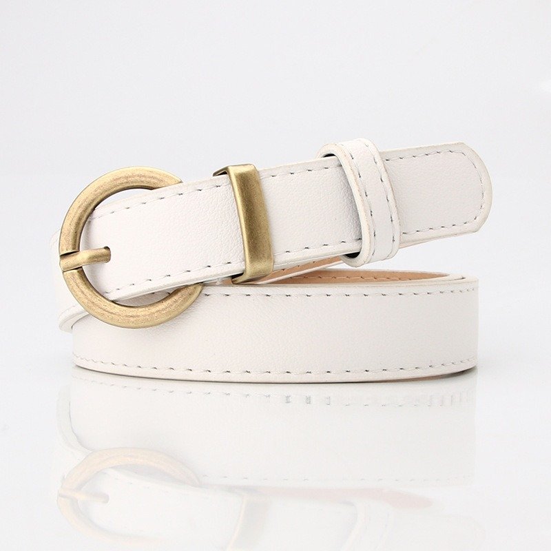 Belt With Golden Buckle Various Colors Cream Color