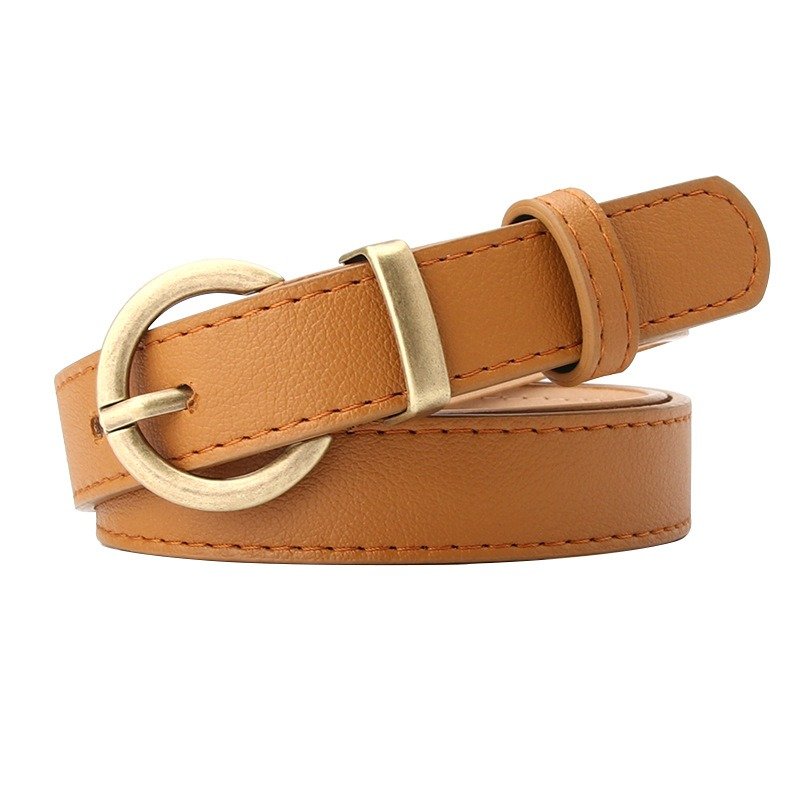 Belt With Golden Buckle Various Colors Cream Color