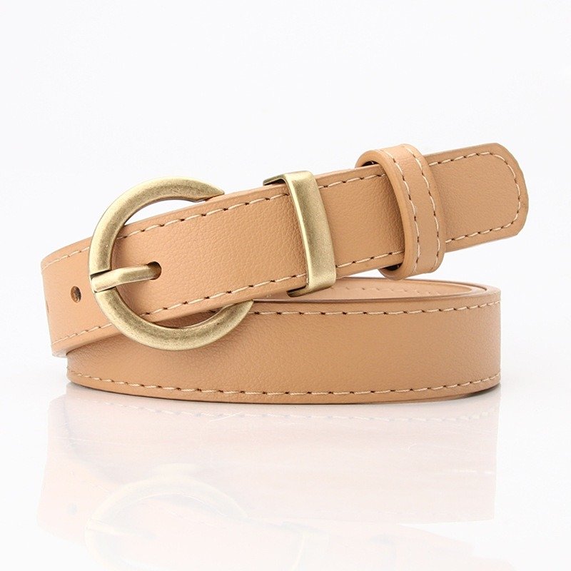 Belt With Golden Buckle Various Colors Cream Color