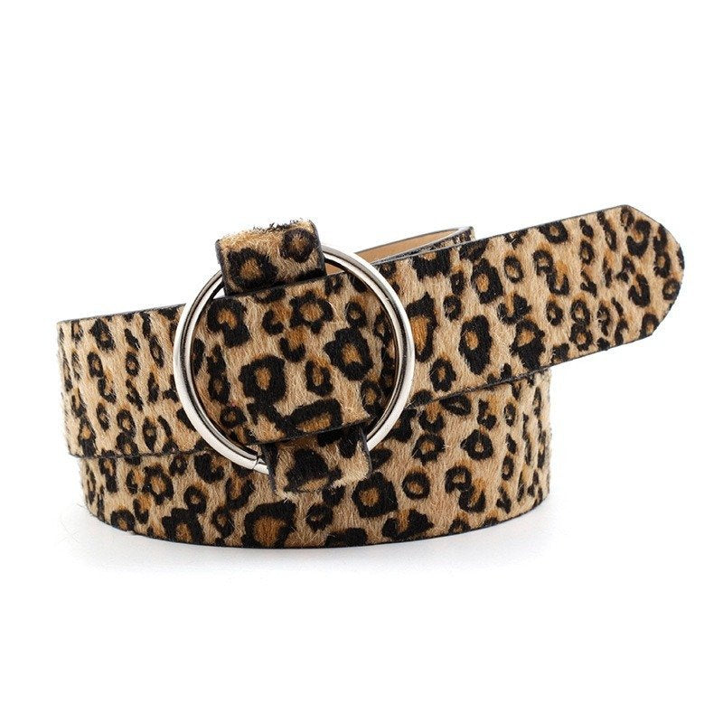 Wide Needleless Belt With Snake Print Buckle