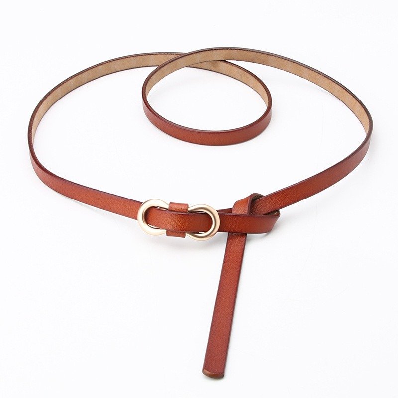 Thin Crossed Bow Belt With Golden Buckle