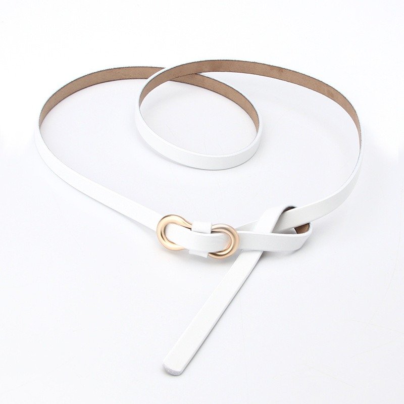 Thin Crossed Bow Belt With Golden Buckle