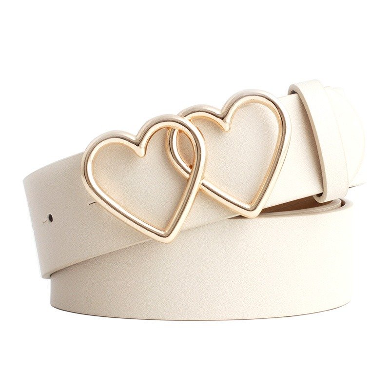 Double Heart Snap Buckle Belt