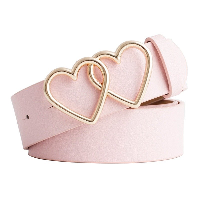 Double Heart Snap Buckle Belt