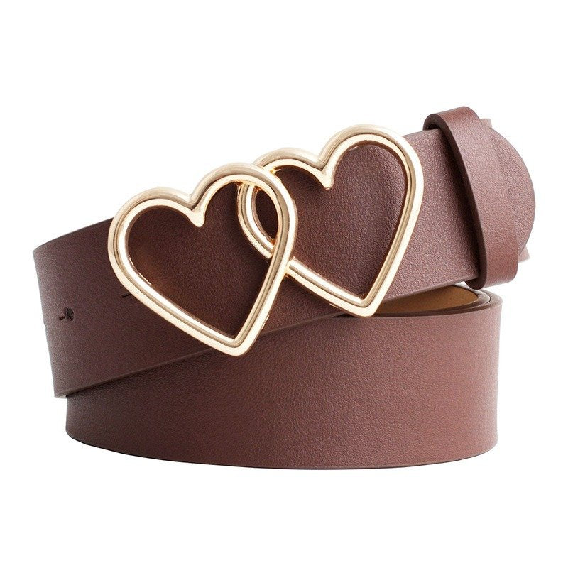 Double Heart Snap Buckle Belt