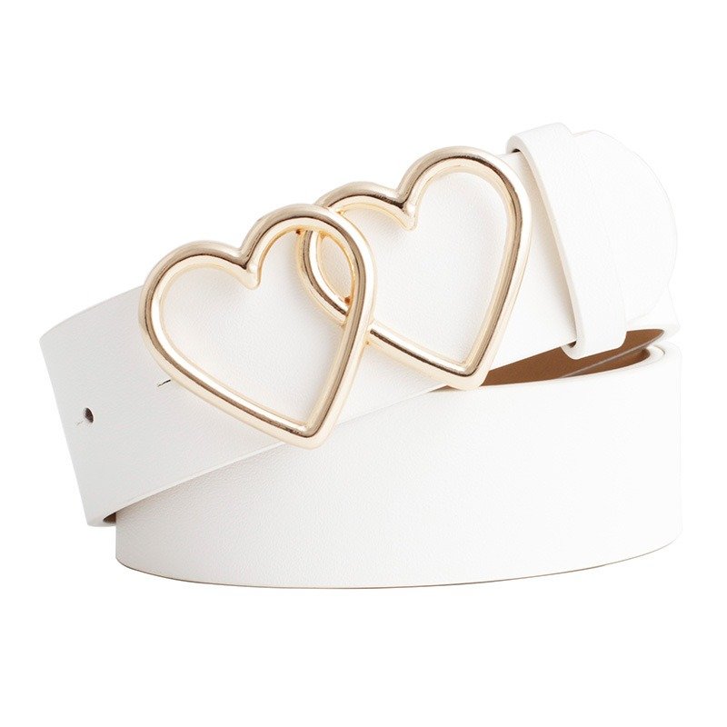 Double Heart Snap Buckle Belt