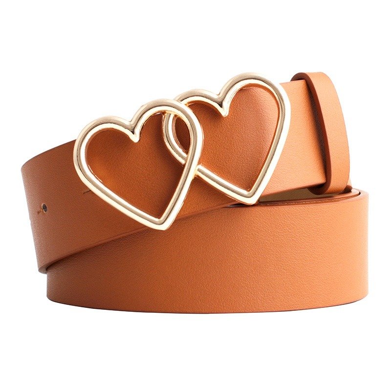 Double Heart Snap Buckle Belt