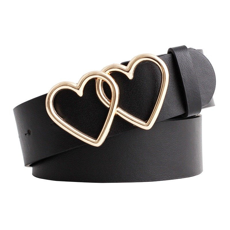 Double Heart Snap Buckle Belt