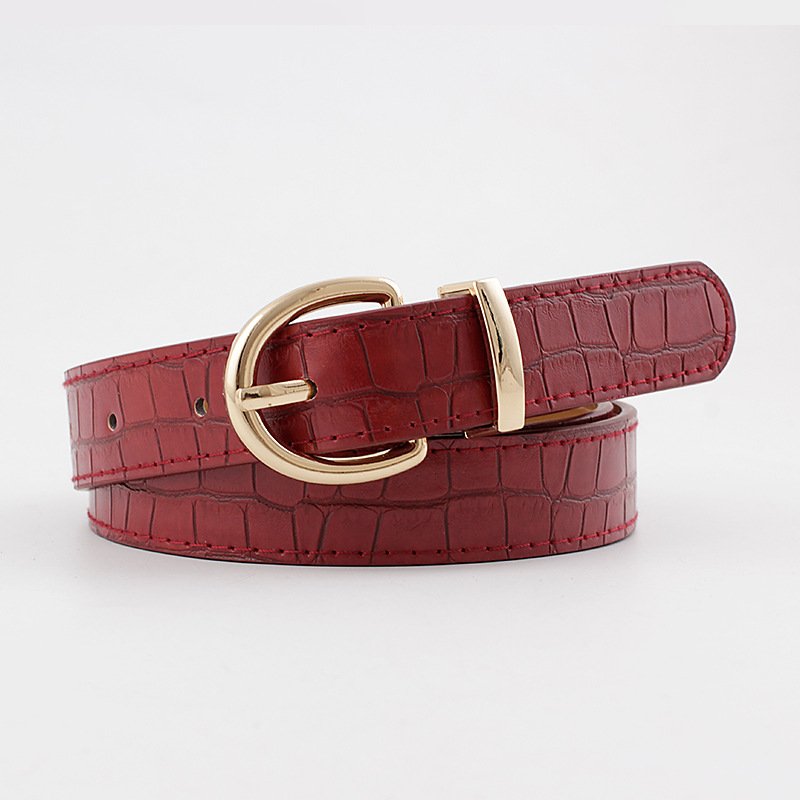 Crocodile Gold Buckle Belt Women's Decorative Pin Buckle Versatile  With Thin Belt