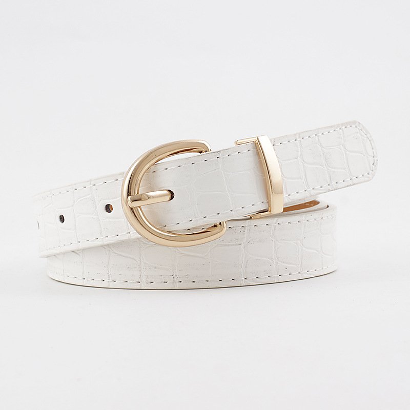 Crocodile Gold Buckle Belt Women's Decorative Pin Buckle Versatile  With Thin Belt