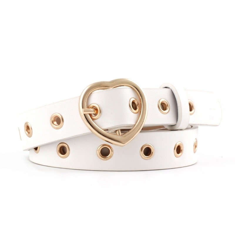 Hollow Eye Belt with Love Button