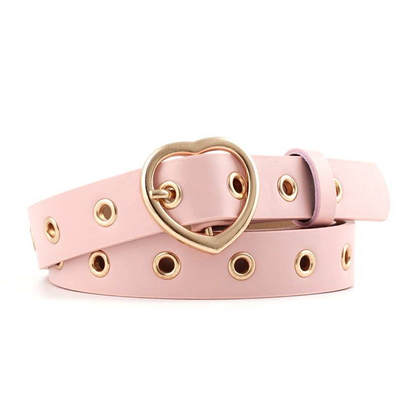 Hollow Eye Belt with Love Button