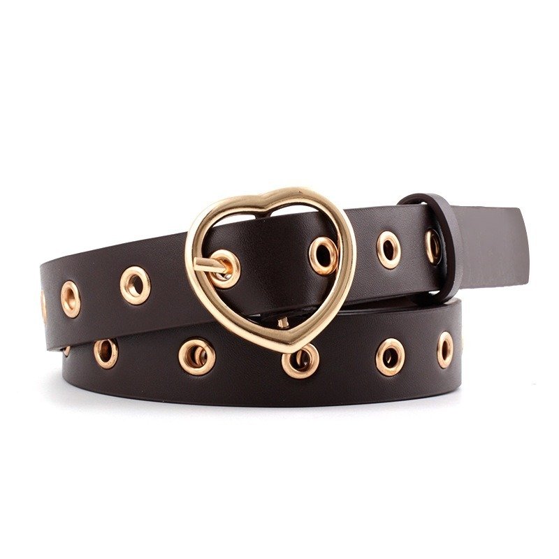 Hollow Eye Belt with Love Button