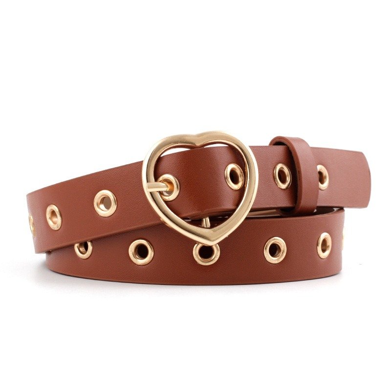 Hollow Eye Belt with Love Button