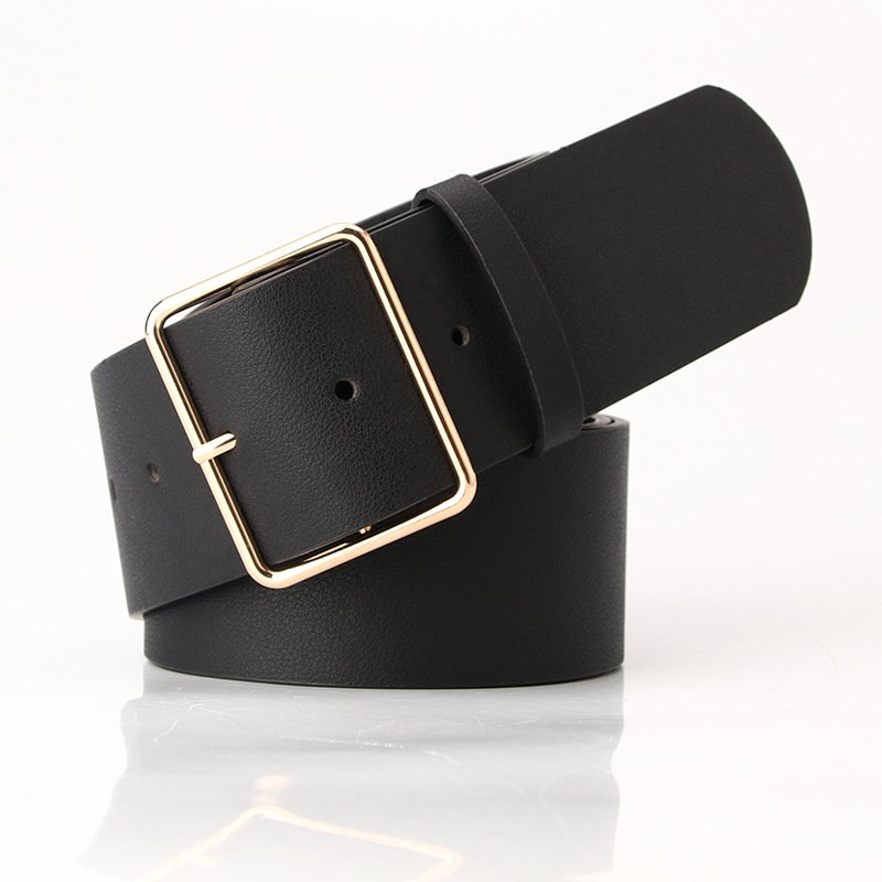 Belt With Square Golden Buckle