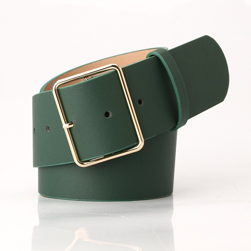 Belt With Square Golden Buckle