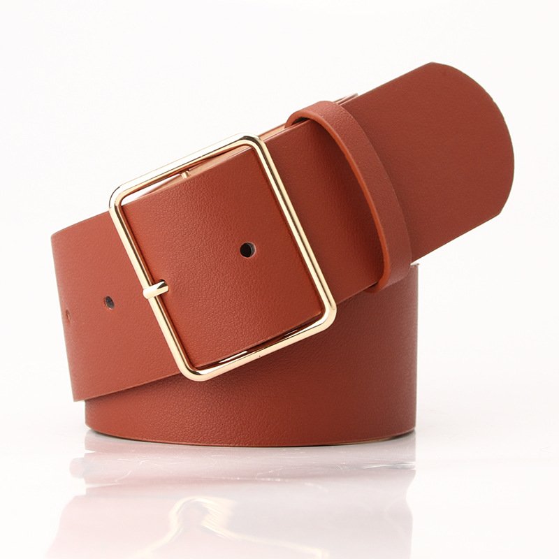 Belt With Square Golden Buckle